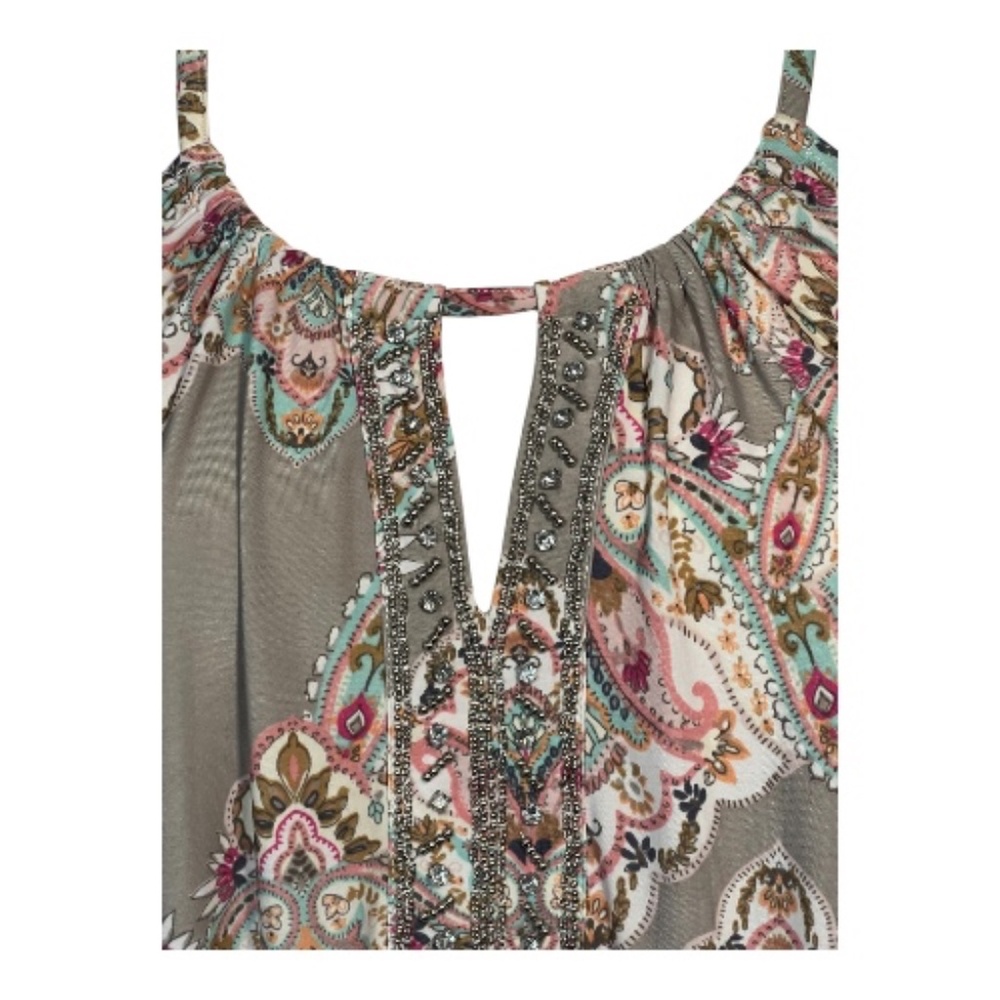 EUC INC women’s paisley embellished sleeveless top | size XL - Picture 2 of 9